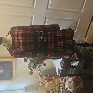 Anthropology (Cloth and Stone) Black and Pink Plaid, Long Sleeve Dress, Size XS